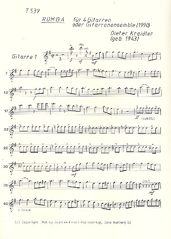 Rumba  für 4 Gitarren  Gitarre 1