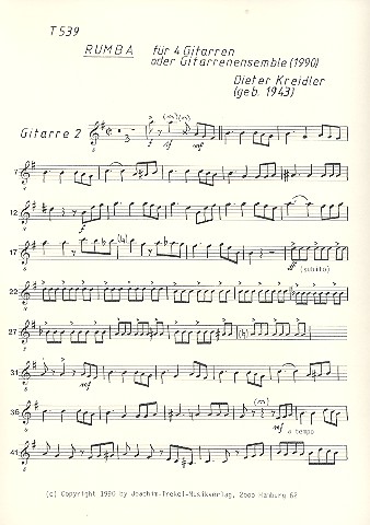 Rumba  für 4 Gitarren  Gitarre 2