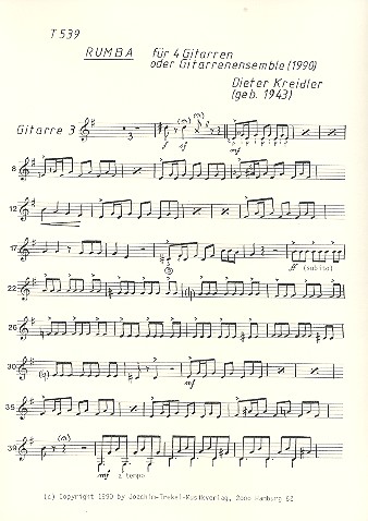 Rumba  für 4 Gitarren  Gitarre 3