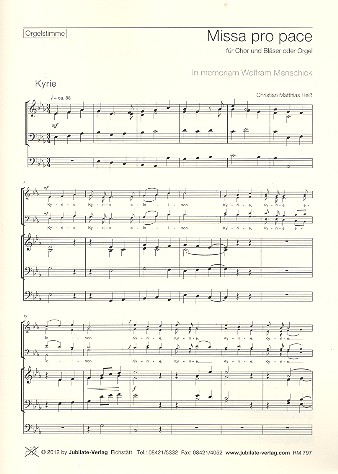 Missa pro pace  für gem Chor und Bläser (Orgel)  Orgel