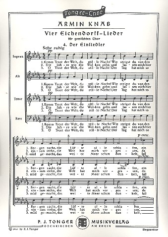 Der Einsiedler  für gem Chor a cappella  Partitur