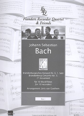 Brandenburgisches Konzert Nr.3 BWV1048 1. Satz&nbsp;&nbsp;für 10 Blockflöten (AAATTTBBBKb)&nbsp;&nbsp;Bass 1