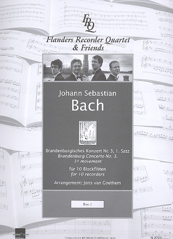 Brandenburgisches Konzert Nr.3 BWV1048 1. Satz&nbsp;&nbsp;für 10 Blockflöten (AAATTTBBBKb)&nbsp;&nbsp;Bass 2