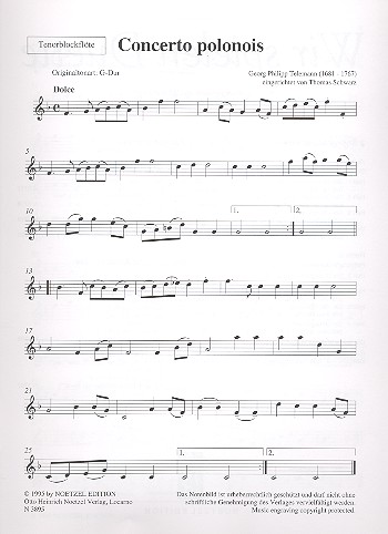 Concerto Polonois&nbsp;&nbsp;für 4 Blockflöten (SATB)&nbsp;&nbsp;Tenorblockflöte