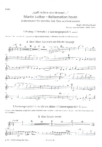 Martin Luther - Reformation heute&nbsp;&nbsp;für 2 Sprecher, Soli, gem Chor und Instrumente&nbsp;&nbsp;Flöte