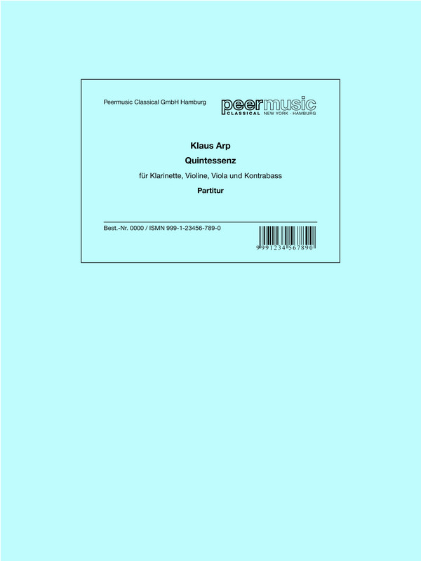 Quintessenz für Oboe (Englischhorn),  Klarinette (Bassklarinette) Violine, Viola und Kontrabass  Partitur