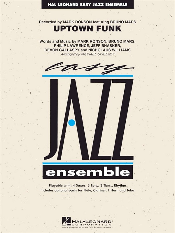 Uptown Funk:&nbsp;&nbsp;for easy jazz ensemble&nbsp;&nbsp;score and parts