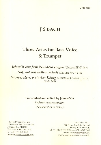 3 Arien  für Bass, Trompete und Tasteninstrument  Partitur und Stimmen (dt)
