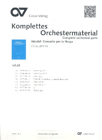 Konzert op.4,6 HWV294&nbsp;&nbsp;Konzert op.4,6 HWV294&nbsp;&nbsp;Stimmensatz (Streicher 3-3-2-3)