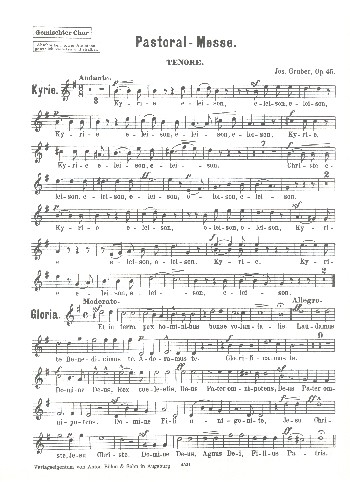 Pastoralmesse G-Dur op.45   für Chor, Orchester und obligate Orgel  Tenor