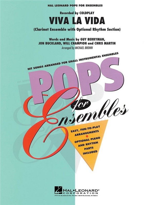 Viva la vida:&nbsp;&nbsp;for clarinet ensemble (rhythm section ad lib)&nbsp;&nbsp;score and parts