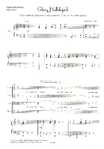 Glory Hallelujah (Medley)&nbsp;&nbsp;für MännerChor (gem Chor) und 5 Blechbläser&nbsp;&nbsp;Klavier-Partitur