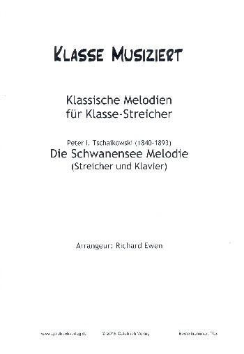 Die Schwanensee Melodie  für Streicher und Klavier  Partitur und Stimmen Set