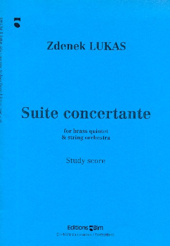 Suite concertante op.184  for 2 trumpets, horn, trombone, tuba and string orchestra  study score