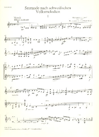 Serenade nach schwedischen Volksmelodien  für Streichorchester  Violine 2