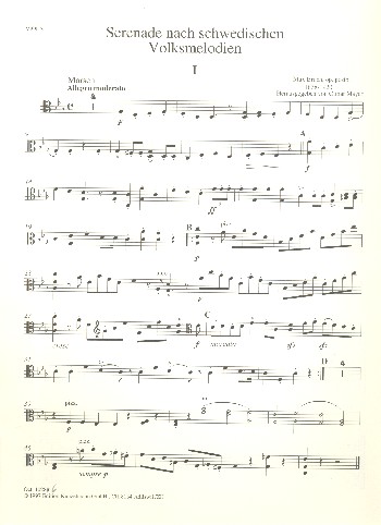Serenade nach schwedischen Volksmelodien  für Streichorchester  Viola