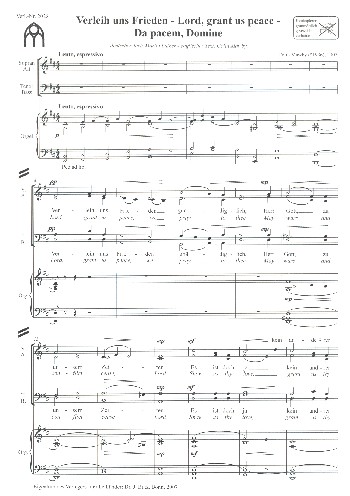 Verleih uns Frieden&nbsp;&nbsp;für gem Chor und Orgel&nbsp;&nbsp;Partitur