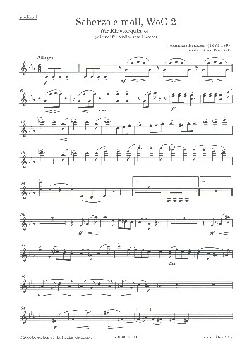 Scherzo c-Moll WoO2&nbsp;&nbsp;für 2 Violinen, Viola, Violoncello und Klavier&nbsp;&nbsp;Streicherstimmen