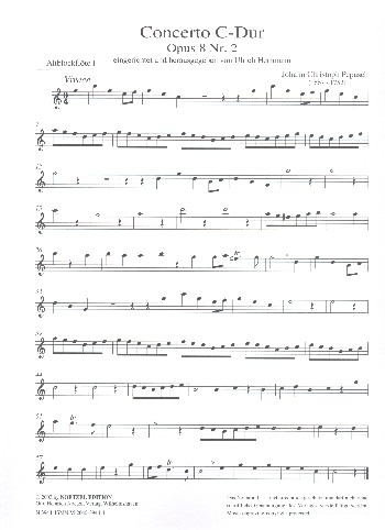 Konzert C-Dur op.8,2  für 5 Blockflöten (SAATB)  Altblockflöte 1