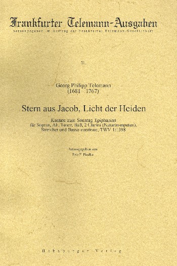 Stern aus Jacob Licht der Heiden TWV1:1398  für Soli, 2 Clarini (Naturtrompeten), Streicher und Bc  Partitur