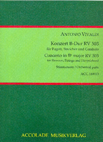 Konzert B-Dur RV503 Nr.35&nbsp;&nbsp;für Fagott und Streichorchester&nbsp;&nbsp;Stimmensatz