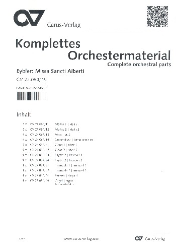 Missa Sancti Alberti HV6  für Soli, gem Chor, Streicher und Orgel (Bläser ad lib)  Stimmenset (Harmonie, Orgel, Streicher 5-5-4-4-)