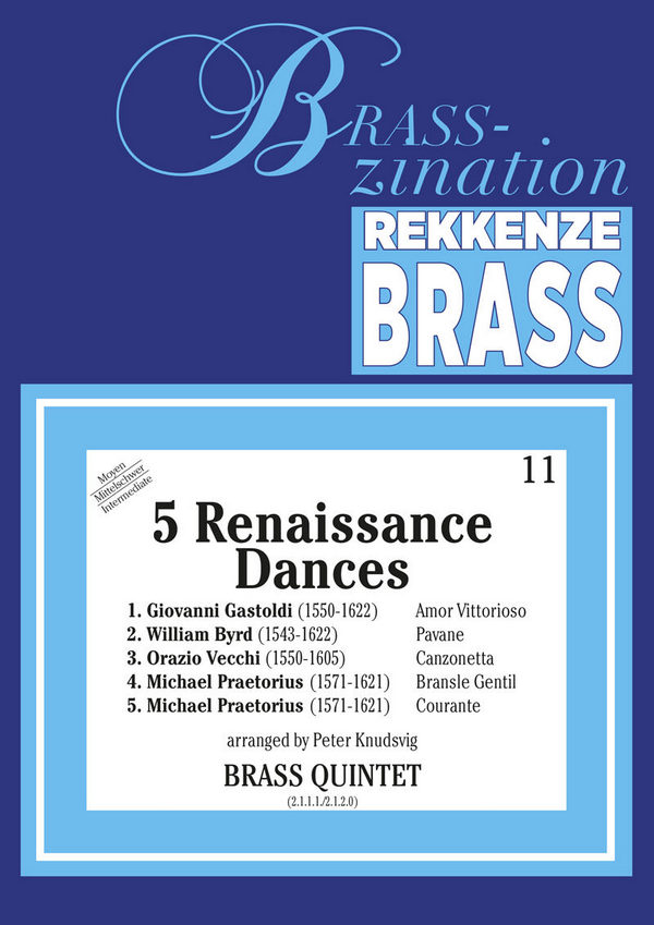 5 Renaissance Dances  for 2 trumpets, honr, trombone and tuba  score and parts