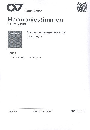 Messe de minuit pour Noel H9&nbsp;&nbsp;für Soli, gem Chor und Orchester&nbsp;&nbsp;Harmoniestimmen