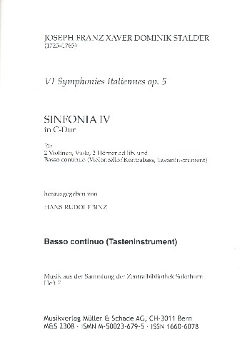 Sinfonia C-Dur Nr.4&nbsp;&nbsp;für 2 Violinen, Viola und Bc (2 Hörner ad lib)&nbsp;&nbsp;Basso continuo