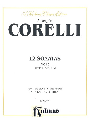12 Sonaten vol.3 op.1 nos.7-9  for 2 violins and piano with cello ad lib.  parts