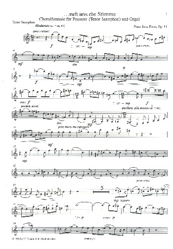 Ruft uns die Stimme  für Tenorsaxophon (Posaune) und Orgel  Tenorsaxophon