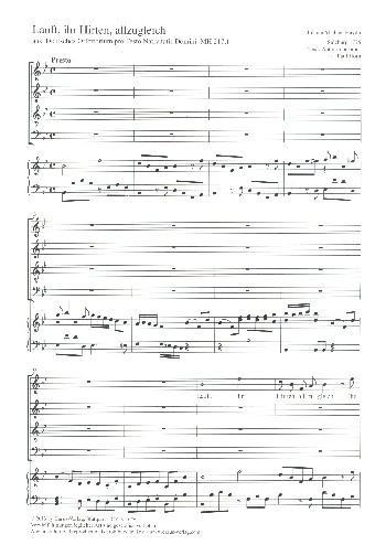 Lauft ihr Hirteb allzugleich  für gem Chor und Klavier  Partitur