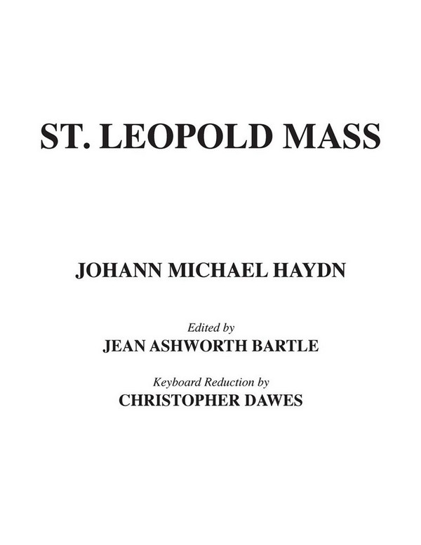 St. Leopold Mass  for soloists, female chorus and orchestra  vocal score