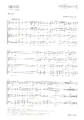Messe&nbsp;&nbsp;für gem Chor und Orgel&nbsp;&nbsp;Chorpartitur