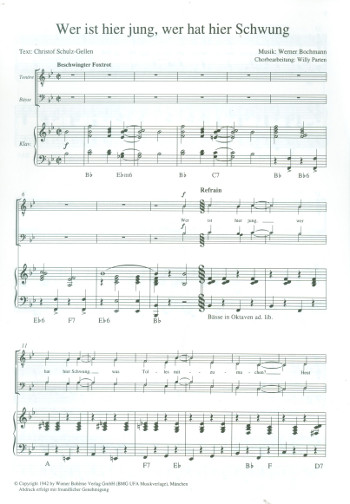 Wer ist hier jung wer hat hier Schwung&nbsp;&nbsp;für Männerchor und Klavier&nbsp;&nbsp;Partitur