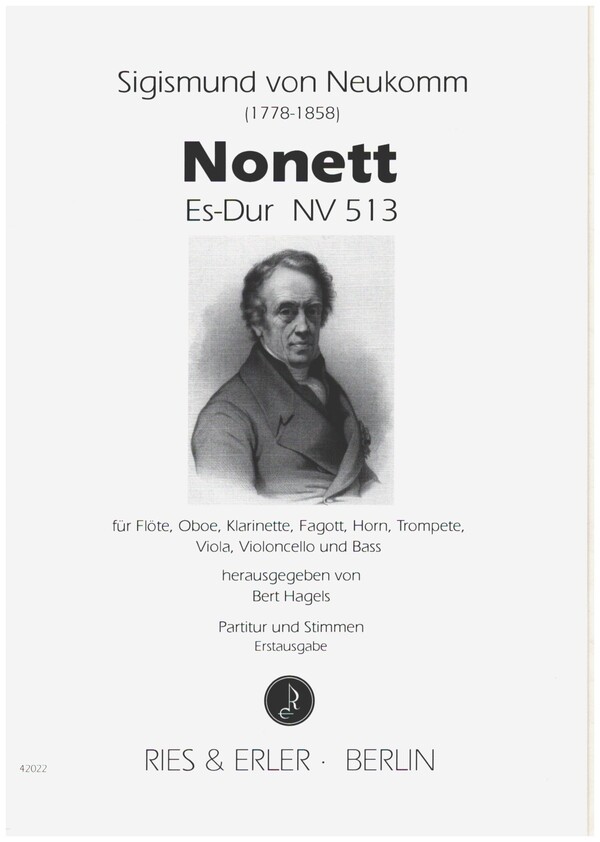 Nonett Es-Dur NV513 für Flöte, Oboe,&nbsp;&nbsp;Klarinette,Fagott, Horn, Trompete, Violine, Violoncello und Kontrabass&nbsp;&nbsp;Partitur und Stimmen