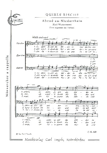 Abend am Niederrhein  für Männerchor a capüpella  Partitur