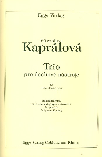 Trio für Trio d'anches  für Oboe, Klarinette und Fagott  Partitur und Stimmen
