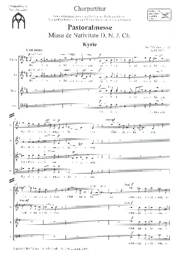 Pastoralmesse G-Dur op.92  für Soli, Chor, Orchester und Orgel  Chorpartitur