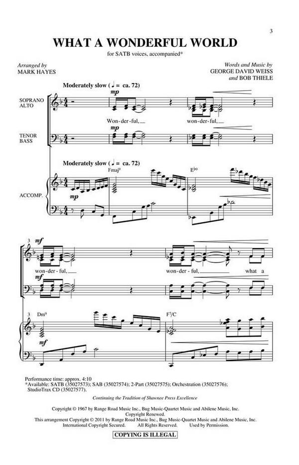 What a wonderful World  for mixed chorus (SATB) and instruments  vocal score
