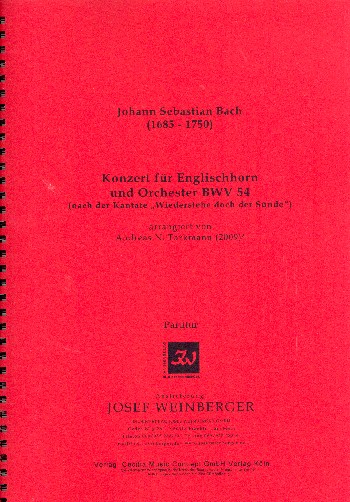Konzert BWV54&nbsp;&nbsp;für Englischhorn und Orchester&nbsp;&nbsp;Partitur