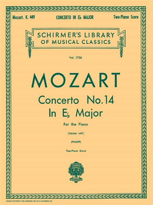 Concerto no.14 in Eb Major KV449&nbsp;&nbsp;for piano and orchestra&nbsp;&nbsp;2 piano score