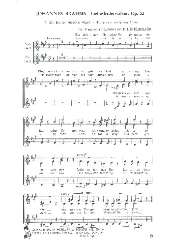 Ein kleiner hübscher Vogel op.52,6&nbsp;&nbsp;für Frauenchor a cappella&nbsp;&nbsp;Partitur (dt/en)