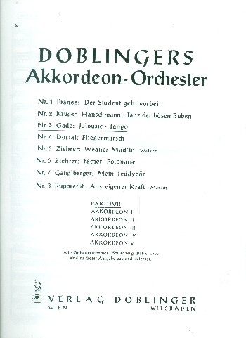 Jalousie&nbsp;&nbsp;für Akkordeonorchester&nbsp;&nbsp;Partitur