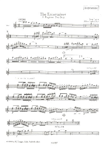 The Entertainer  für 7 Blockflöten (Ensemble)  Sopranino