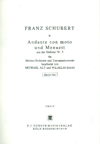 Andante con moto  für Streicher und Tasteninstrumente  Spielpartitur Klavier zu 4 Händen