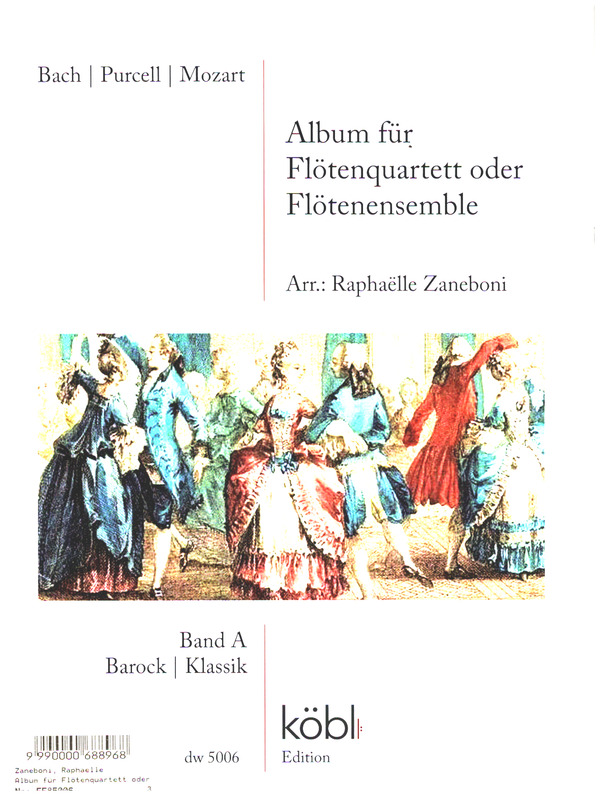 Album für Flötenquartett Band A: Barock/Klassik&nbsp;&nbsp;für 4 Flöten (Ensemble) (Altflöte/Bassflöte ad lib)&nbsp;&nbsp;Partitur und Stimmen