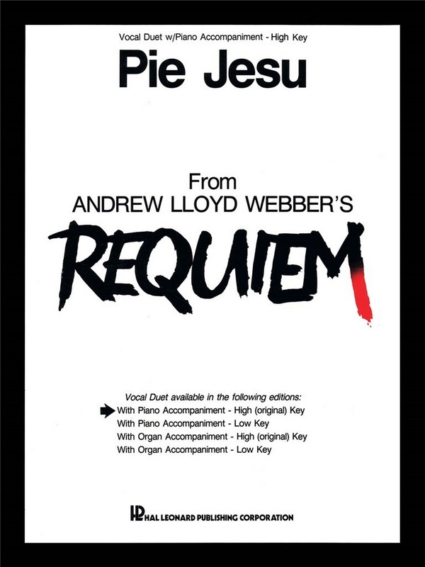 Pie Jesu&nbsp;&nbsp;for 2 high voices and piano&nbsp;&nbsp;score