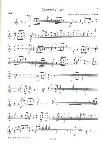 Konzert G-Dur  für Cembalo und Orchester  Spielpartitur Flöte 1/2