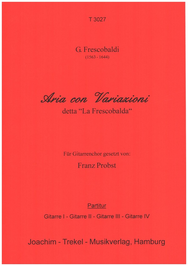 Aria con variazioni  für 4 Gitarren (Ensemble)  Partitur und Stimmen